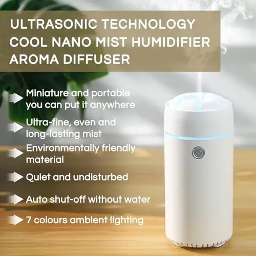 Gonlink Avtomobil Diffuzeri, Avtomobil Namlagi, Efir Moylari Uchun Avtomobil Diffuzerlari, Aqlli Avtomobil Havo Tozalagich Diffuzeri, Avtomobil Uy Ofis Yotoq Xonasi uchun USB Salqin Tuman Namlagich Diffuzeri (Oq) - GONLINK (1)