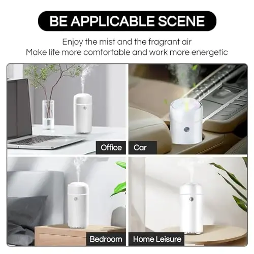 Gonlink Avtomobil Diffuzeri, Avtomobil Namlagi, Efir Moylari Uchun Avtomobil Diffuzerlari, Aqlli Avtomobil Havo Tozalagich Diffuzeri, Avtomobil Uy Ofis Yotoq Xonasi uchun USB Salqin Tuman Namlagich Diffuzeri (Oq) - 3