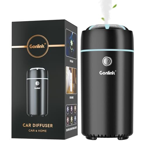 Gonlink Car Humidifier, Car Diffuser, Car Diffusers for Essential Oils, Car Air Freshener Diffuser, USB Cool Mist Humidifier Diffuser for Car Home Office Bedroom (Black Upgrade) - 1