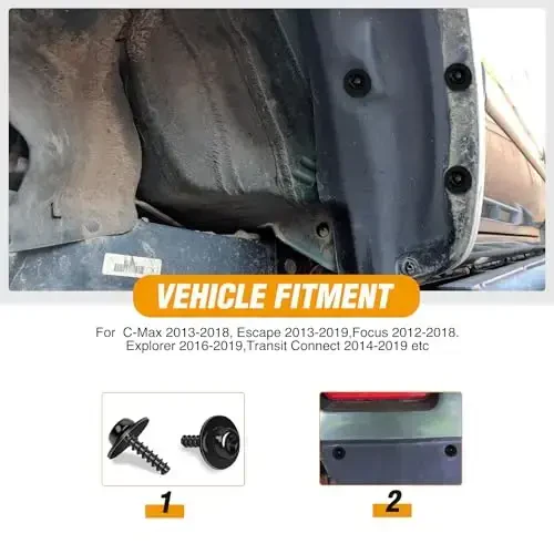 GOOACC 10 Sets Engine Splash Shield Guard Undertray Cover Screws Bolt Nut Clip Torx Pan Head SEMS Tapping Screw for Ford W702413-S450B W702438-S300 Lincoln Continenta - 4