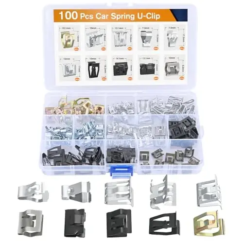 GOOACC 100Pcs 10 Sizes Metal Trim Clip Spring Moulding Clip Universal Auto Body Fastener Clip Compatible with GTI, Jetta, Passat, Phaeton, VW Audi 4A0-867-276A - 1