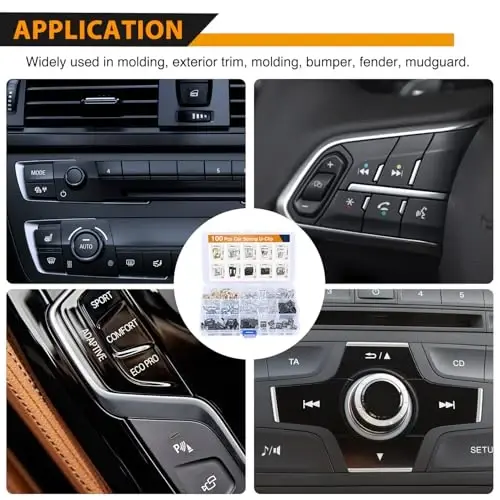 GOOACC 100Pcs 10 Sizes Metal Trim Clip Spring Moulding Clip Universal Auto Body Fastener Clip Compatible with GTI, Jetta, Passat, Phaeton, VW Audi 4A0-867-276A - 7