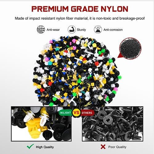 GOOACC 1001PCS Universal Car Clips Mixed Auto Bumper Fender Trim Door Panel Shield Engine Cover Retainer Rivet Push Clips with fastener remover for GM Ford Chrysler Toyota Lexus Honda Acura Dodge Jeep - 4