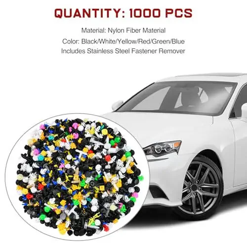 GOOACC 1001PCS Universal Car Clips Mixed Auto Bumper Fender Trim Door Panel Shield Engine Cover Retainer Rivet Push Clips with fastener remover for GM Ford Chrysler Toyota Lexus Honda Acura Dodge Jeep - 5