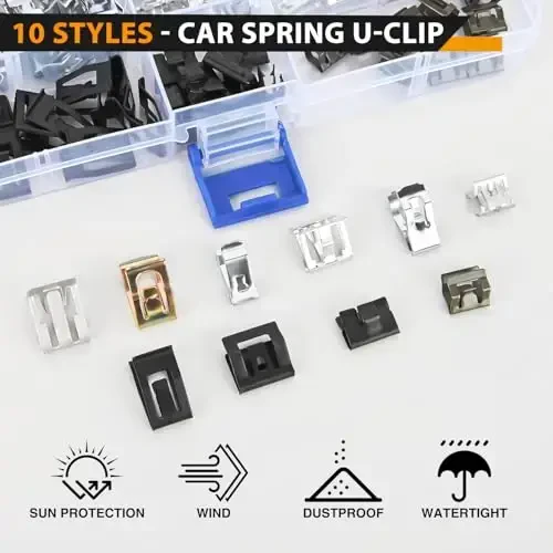 GOOACC 100Pcs 10 Sizes Metal Trim Clip Spring Moulding Clip Universal Auto Body Fastener Clip Compatible with GTI, Jetta, Passat, Phaeton, VW Audi 4A0-867-276A - 3