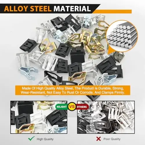 GOOACC 100Pcs 10 Sizes Metal Trim Clip Spring Moulding Clip Universal Auto Body Fastener Clip Compatible with GTI, Jetta, Passat, Phaeton, VW Audi 4A0-867-276A - 5