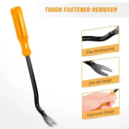 GOOACC 11PCS Trim Removal Tool Kit, Metal & Nylon Pry Tools Set for Car Door Panel, Dashboard, Audio, Clips, Fastener Remover w/Storage Box – Yellow - 5