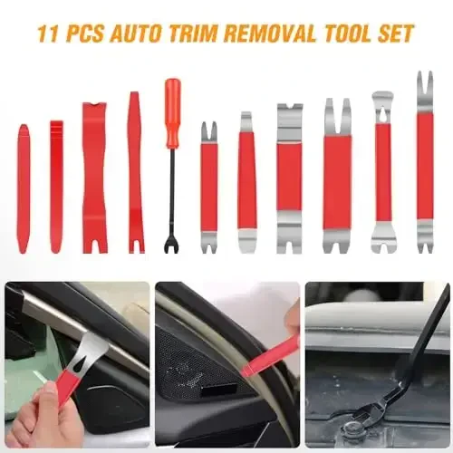 GOOACC 11PCS Trim Removal Tool Kit, Metal & Nylon Pry Tools Set for Car Door Panel, Dashboard, Audio, Clips, Fastener Remover w/Storage Box – Red - GOOACC (1)