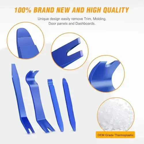 GOOACC 11PCS Trim Removal Tool Kit, Metal & Nylon Pry Tools Set for Car Door Panel, Dashboard, Audio, Clips, Fastener Remover w/Storage Box – Blue - 4