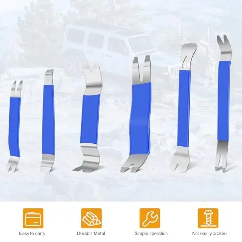 GOOACC 11PCS Trim Removal Tool Kit, Metal & Nylon Pry Tools Set for Car Door Panel, Dashboard, Audio, Clips, Fastener Remover w/Storage Box – Blue - 2