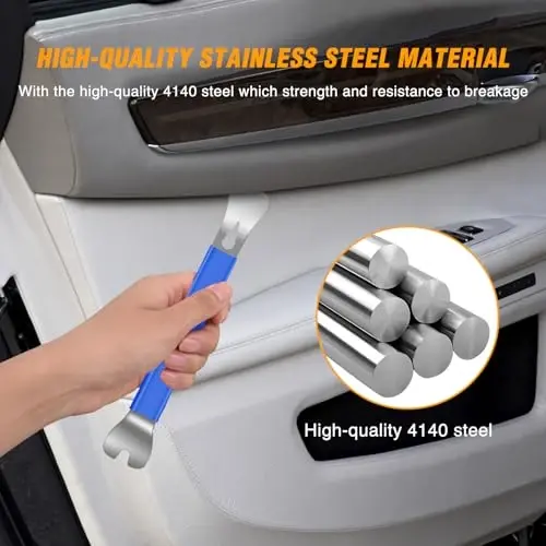 GOOACC 11PCS Trim Removal Tool Kit, Metal & Nylon Pry Tools Set for Car Door Panel, Dashboard, Audio, Clips, Fastener Remover w/Storage Box – Blue - 5