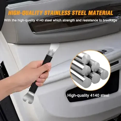 GOOACC 11PCS Trim Removal Tool Kit, Metal & Nylon Pry Tools Set for Car Door Panel, Dashboard, Audio, Clips, Fastener Remover w/Storage Box – Black - 7