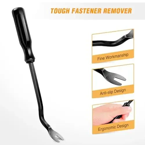 GOOACC 11PCS Trim Removal Tool Kit, Metal & Nylon Pry Tools Set for Car Door Panel, Dashboard, Audio, Clips, Fastener Remover w/Storage Box – Black - 5