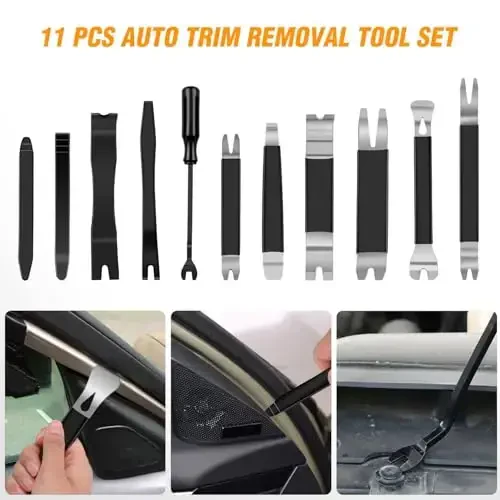 GOOACC 11PCS Trim Removal Tool Kit, Metal & Nylon Pry Tools Set for Car Door Panel, Dashboard, Audio, Clips, Fastener Remover w/Storage Box – Black - 2