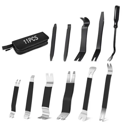GOOACC 11PCS Trim Removal Tool Kit, Metal & Nylon Pry Tools Set for Car Door Panel, Dashboard, Audio, Clips, Fastener Remover w/ Storage Box – Black - 2