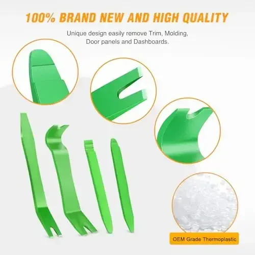 GOOACC 11 PCS Trim Removal Tool Kit, Metal Pry Tool Auto Fastener Remover Pry Bar Set Car Door Panel Removal Tool Dashboard Repair Kit Green - 3