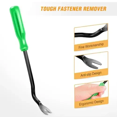 GOOACC 11 PCS Trim Removal Tool Kit, Metal Pry Tool Auto Fastener Remover Pry Bar Set Car Door Panel Removal Tool Dashboard Repair Kit Green - 5