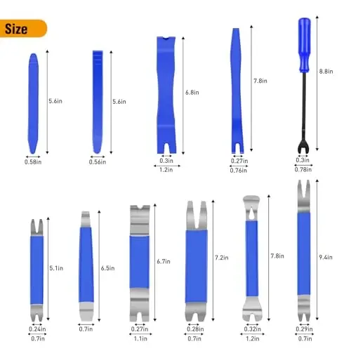 GOOACC 11PCS Trim Removal Tool Kit, Metal & Nylon Pry Tools Set for Car Door Panel, Dashboard, Audio, Clips, Fastener Remover w/Storage Box – Blue - GOOACC