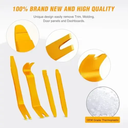 GOOACC 11PCS Trim Removal Tool Kit, Metal & Nylon Pry Tools Set for Car Door Panel, Dashboard, Audio, Clips, Fastener Remover w/Storage Box – Yellow - 3