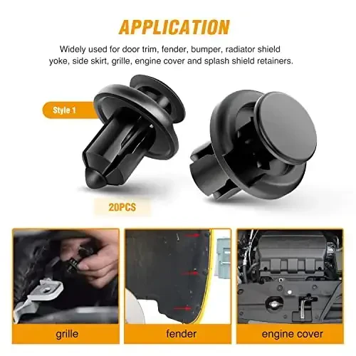 GOOACC 120PCS Car Bumper Push Retainer Clips & Nylon Fasteners Rivet Kit 6mm 7.6mm 8mm 8.8mm 10mm Door Trim Panel Clips , 1PC Fastener Remover, Black - 4