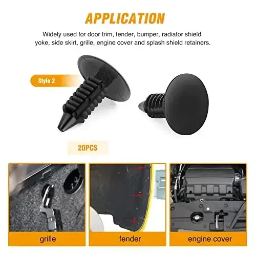 GOOACC 120PCS Car Bumper Push Retainer Clips & Nylon Fasteners Rivet Kit 6mm 7.6mm 8mm 8.8mm 10mm Door Trim Panel Clips , 1PC Fastener Remover, Black - 5