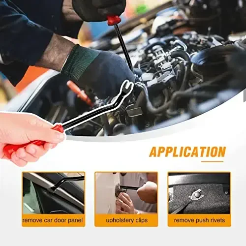 GOOACC 120PCS Car Bumper Push Retainer Clips & Nylon Fasteners Rivet Kit 6mm 7.6mm 8mm 8.8mm 10mm Door Trim Panel Clips , 1PC Fastener Remover, Black - 7