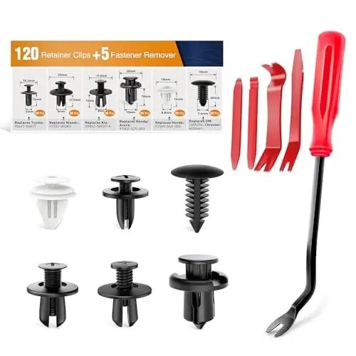 GOOACC 120PCS Car Bumper Push Retainer Clips & Nylon Fasteners Rivet Kit 6mm 7.6mm 8mm 8.8mm 10mm Door Trim Panel Clips, 5PC Fastener Remover - GOOACC