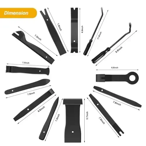 GOOACC 13PCS Nylon Trim Removal Tool Set for Bumper Fastener Rivet Clips Car Door Clip Panel Audio Video Dashboard Dismantle Black - 2