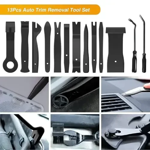 GOOACC 13PCS Nylon Trim Removal Tool Set for Bumper Fastener Rivet Clips Car Door Clip Panel Audio Video Dashboard Dismantle Black - 3
