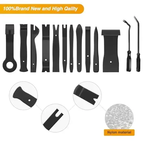 GOOACC 13PCS Nylon Trim Removal Tool Set for Bumper Fastener Rivet Clips Car Door Clip Panel Audio Video Dashboard Dismantle Black - 4