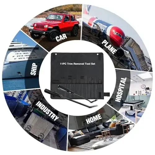 GOOACC 13PCS Nylon Trim Removal Tool Set for Bumper Fastener Rivet Clips Car Door Clip Panel Audio Video Dashboard Dismantle Black - 6