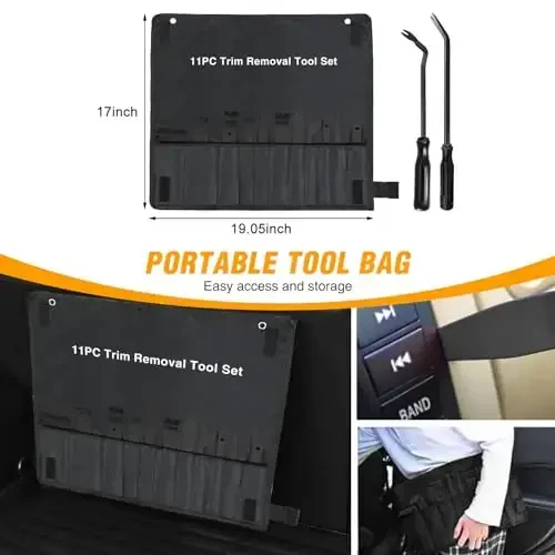 GOOACC 13PCS Nylon Trim Removal Tool Set for Bumper Fastener Rivet Clips Car Door Clip Panel Audio Video Dashboard Dismantle Black - 7