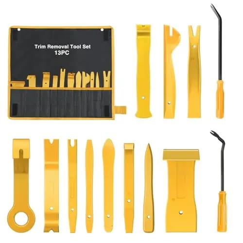 GOOACC 13PCS Nylon Trim Removal Tool Set for Bumper Fastener Rivet Clips Car Door Clip Panel Audio Video Dashboard Dismantle Yellow - 1