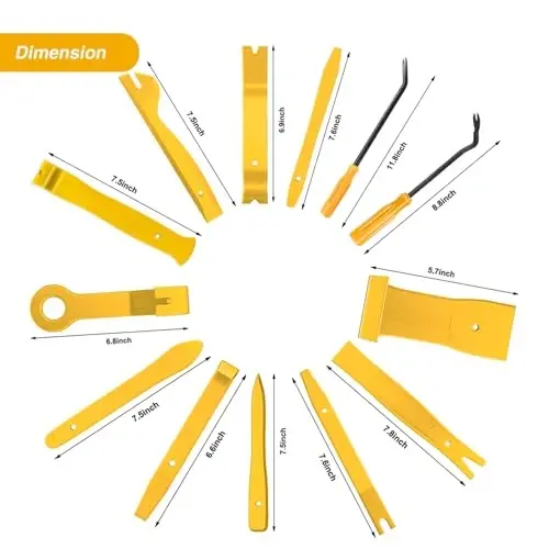 GOOACC 13PCS Nylon Trim Removal Tool Set for Bumper Fastener Rivet Clips Car Door Clip Panel Audio Video Dashboard Dismantle Yellow - 2