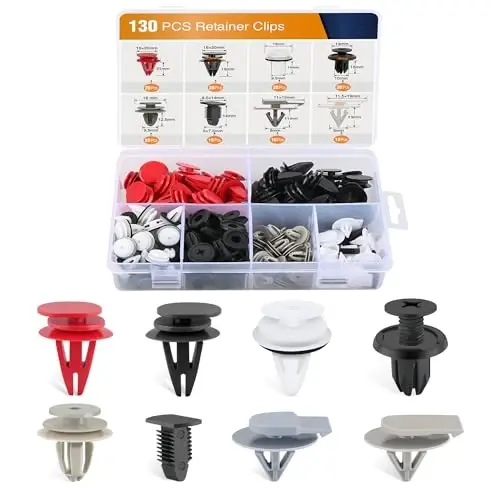 GOOACC 130PCS Body Interior and Exterior Retainer Fastener Clip Rocker Moulding Clip W/Sealer for Mini Cooper 51-71-7-127-742 07-13-1-480-419 BMW Lawson Clip Lizard 