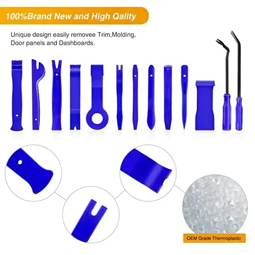 GOOACC 13PCS Nylon Trim Removal Tool Set for Bumper Fastener Rivet Clips Car Door Clip Panel Audio Video Dashboard Dismantle Blue (GRC-203) - 4