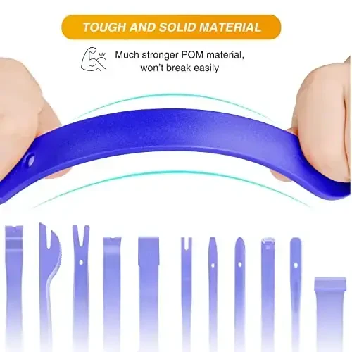 GOOACC 13PCS Nylon Trim Removal Tool Set for Bumper Fastener Rivet Clips Car Door Clip Panel Audio Video Dashboard Dismantle Blue (GRC-203) - 5