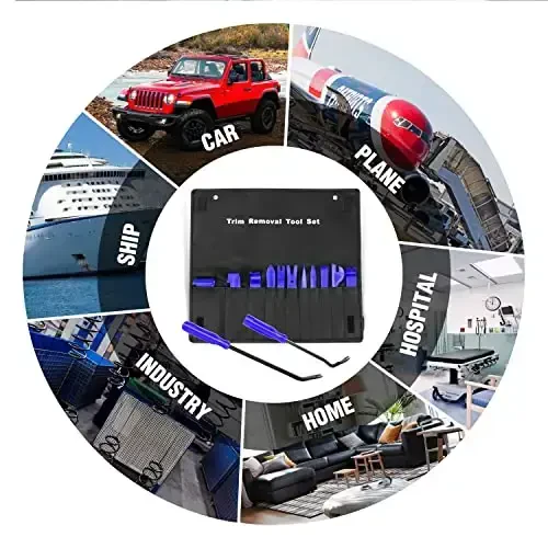 GOOACC 13PCS Nylon Trim Removal Tool Set for Bumper Fastener Rivet Clips Car Door Clip Panel Audio Video Dashboard Dismantle Blue (GRC-203) - 6