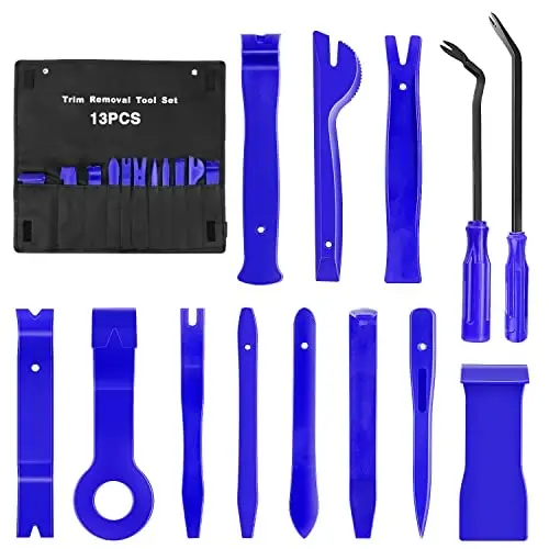GOOACC 13PCS Nylon Trim Removal Tool Set for Bumper Fastener Rivet Clips Car Door Clip Panel Audio Video Dashboard Dismantle Blue (GRC-203) - 1