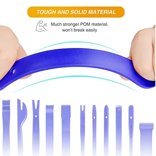 GOOACC 13PCS Nylon Trim Removal Tool Set for Bumper Fastener Rivet Clips Car Door Clip Panel Audio Video Dashboard Dismantle Blue (GRC-203) - 5