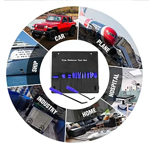 GOOACC 13PCS Nylon Trim Removal Tool Set for Bumper Fastener Rivet Clips Car Door Clip Panel Audio Video Dashboard Dismantle Blue (GRC-203) - 6