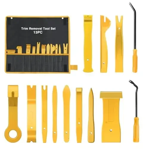 GOOACC 13PCS Nylon Trim Removal Tool Set for Bumper Fastener Rivet Clips Car Door Clip Panel Audio Video Dashboard Dismantle Yellow - GOOACC