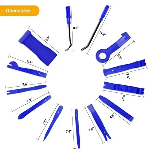 GOOACC 13PCS Nylon Trim Removal Tool Set for Bumper Fastener Rivet Clips Car Door Clip Panel Audio Video Dashboard Dismantle Blue (GRC-203) - 2