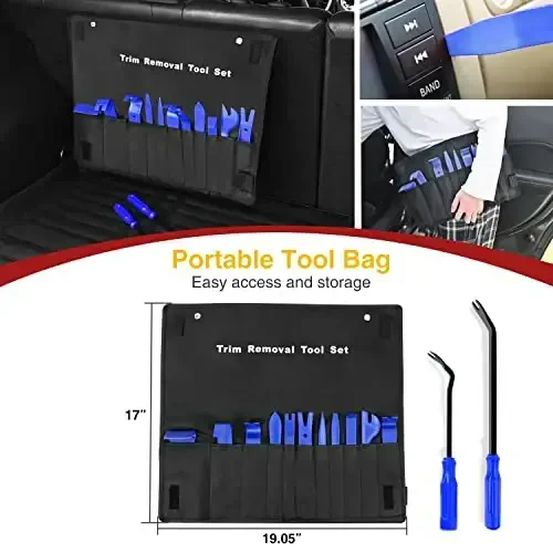 GOOACC 13PCS Nylon Trim Removal Tool Set for Bumper Fastener Rivet Clips Car Door Clip Panel Audio Video Dashboard Dismantle Blue (GRC-203) - 7