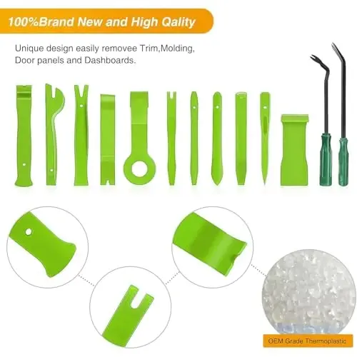 GOOACC 13PCS Nylon Trim Removal Tool Set for Bumper Fastener Rivet Clips Car Door Clip Panel Audio Video Dashboard Dismantle Green - 4