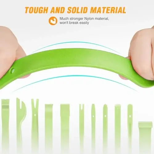 GOOACC 13PCS Nylon Trim Removal Tool Set for Bumper Fastener Rivet Clips Car Door Clip Panel Audio Video Dashboard Dismantle Green - 5