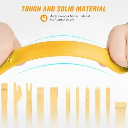 GOOACC 13PCS Nylon Trim Removal Tool Set for Bumper Fastener Rivet Clips Car Door Clip Panel Audio Video Dashboard Dismantle Yellow - 5