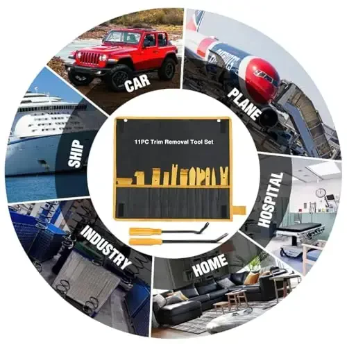 GOOACC 13PCS Nylon Trim Removal Tool Set for Bumper Fastener Rivet Clips Car Door Clip Panel Audio Video Dashboard Dismantle Yellow - 6