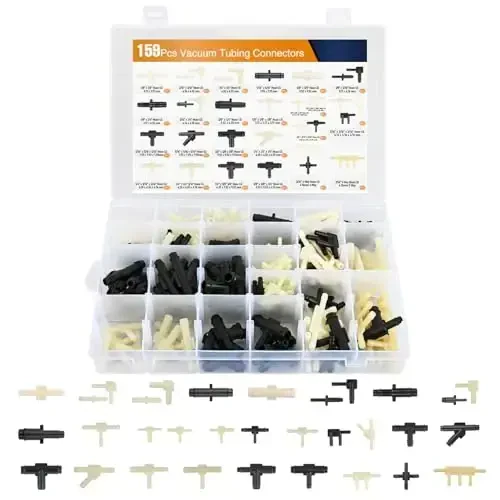 GOOACC 159Pcs 32 Size Automotive Vacuum Tubing Tee Connector Assortment Kit 1/8
