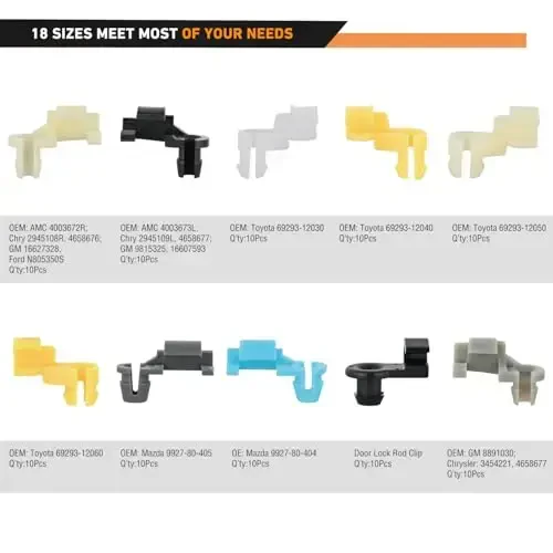 GOOACC 165pcs Door Lock Rod Clips Tailgate Handle Rod Lock Pawl Handle Rod End Retainer Assortment Fits 5/32